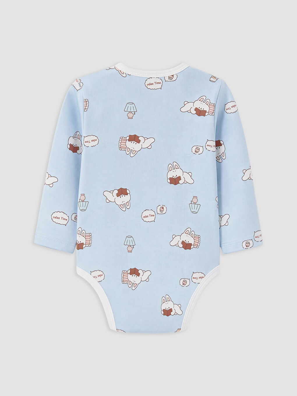 Mavi Bisiklet Yaka Desenli Bebek Çıtçıtlı Body-1