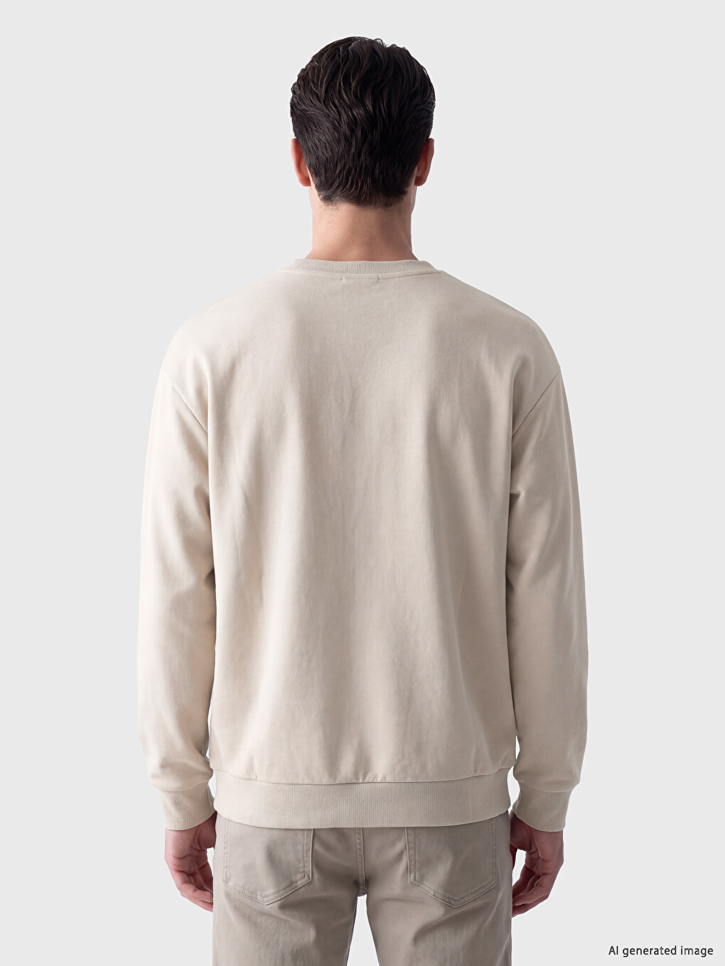 Gri Bisiklet Yaka Erkek Sweatshirt-3