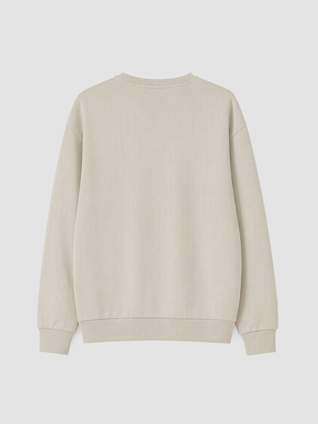 Gri Bisiklet Yaka Nakışlı Sweatshirt-5