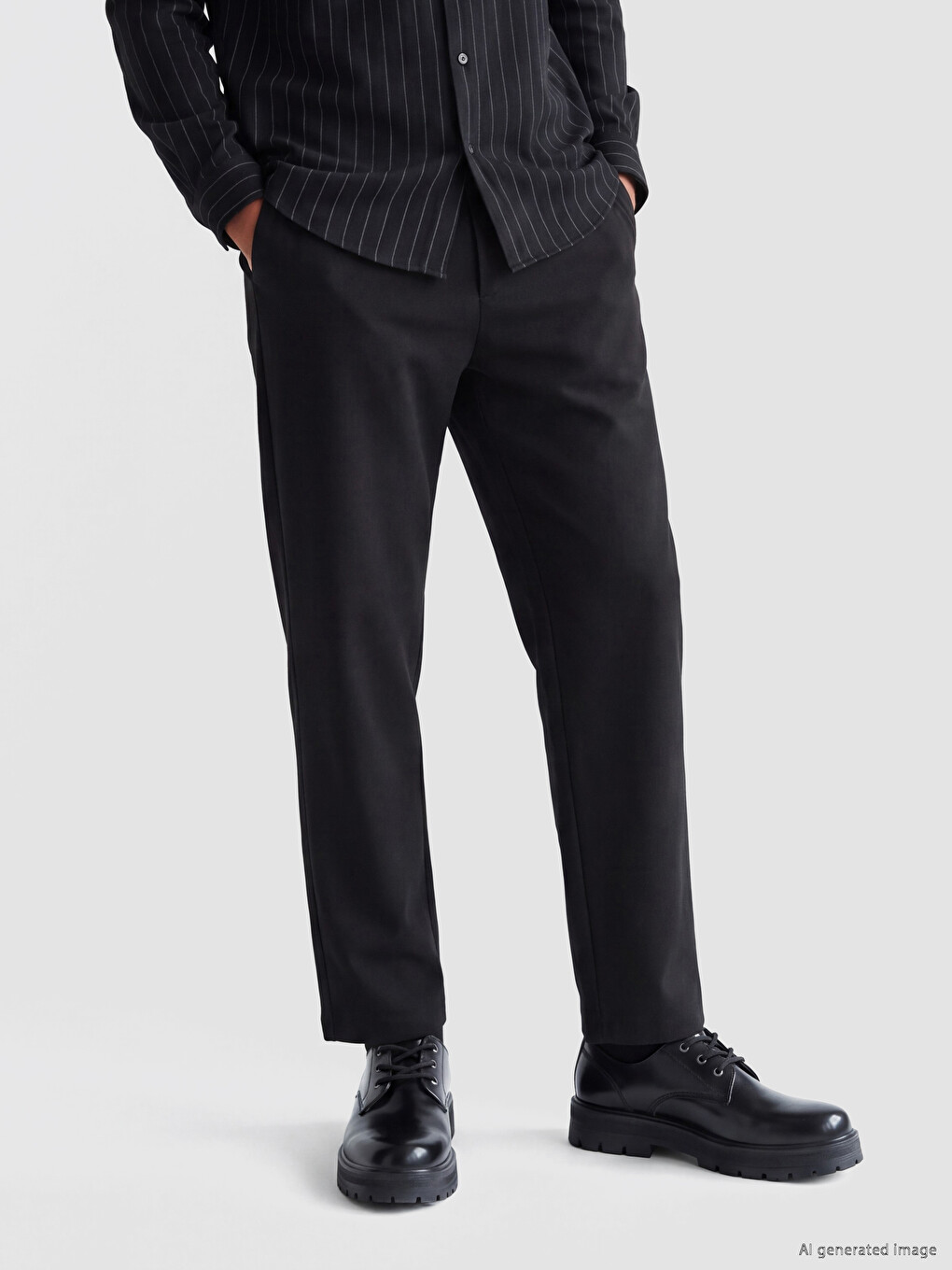 Siyah Regular Fit Erkek Pantolon-1