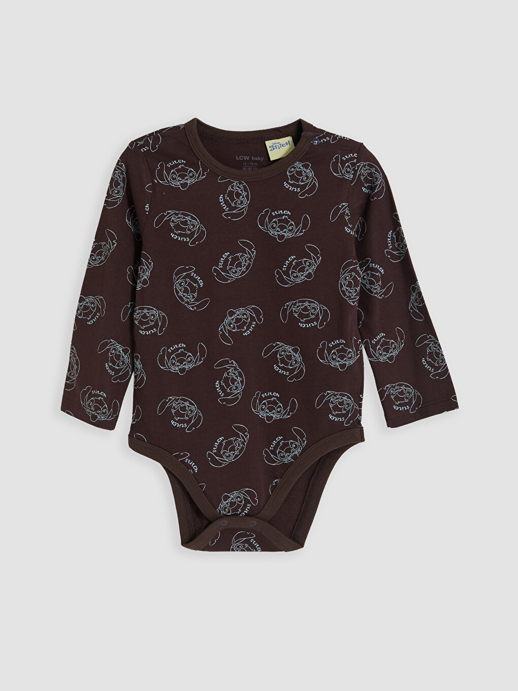 Kahverengi 2'li Bisiklet Yaka Stitch Baskılı Erkek Bebek Çıtçıtlı Body-1