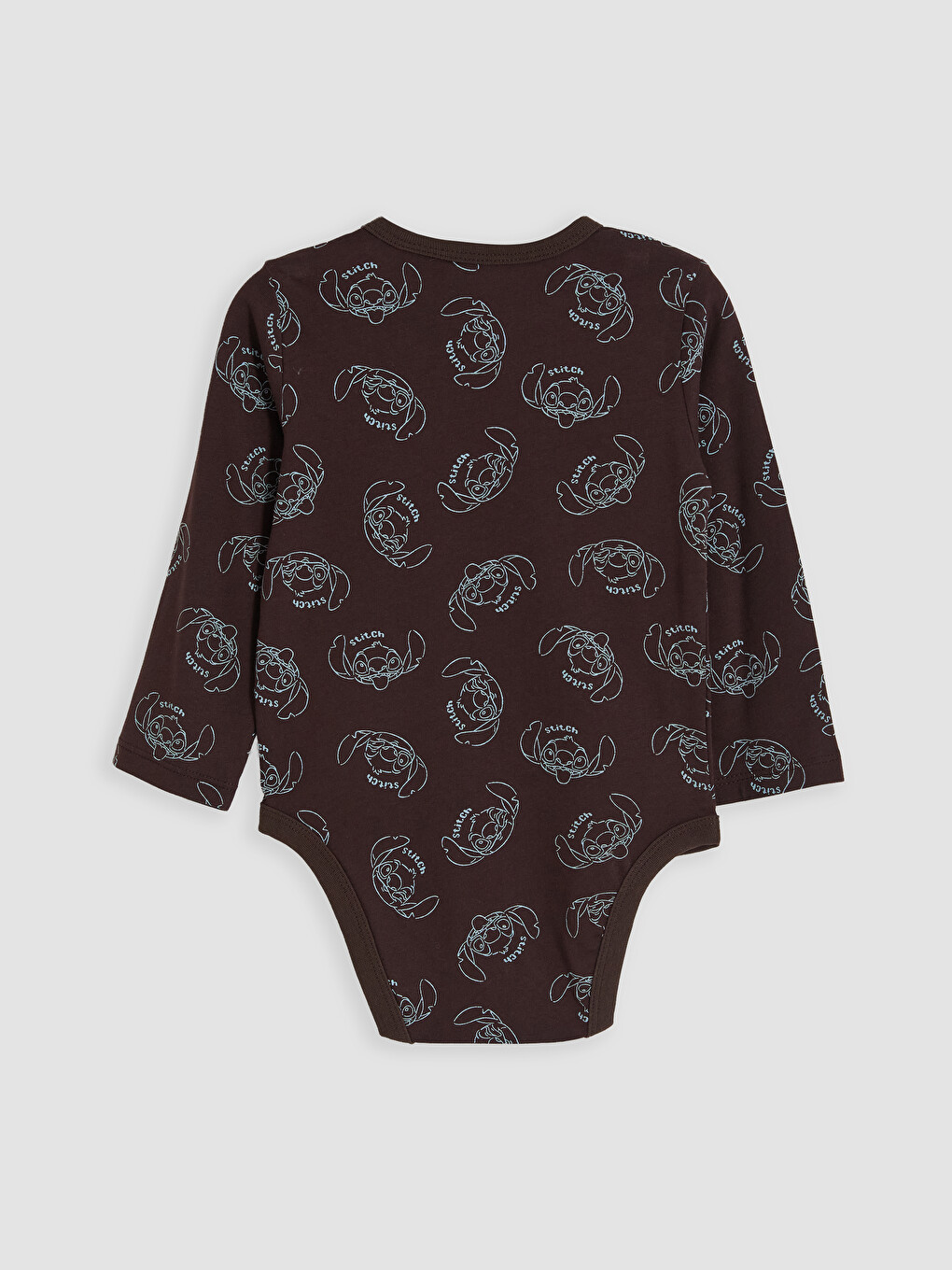 Kahverengi 2'li Bisiklet Yaka Stitch Baskılı Erkek Bebek Çıtçıtlı Body-3