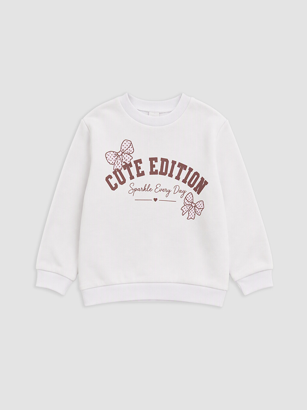 Beyaz Kız Çocuk Kalın Sweatshirt