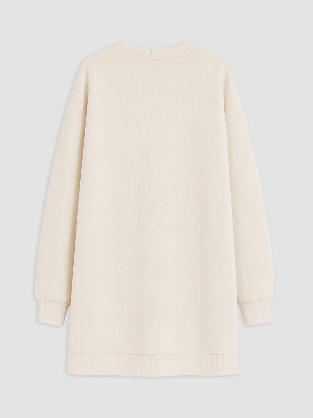 Bej Baskılı Oversize Kadın Sweatshirt Tunik-1