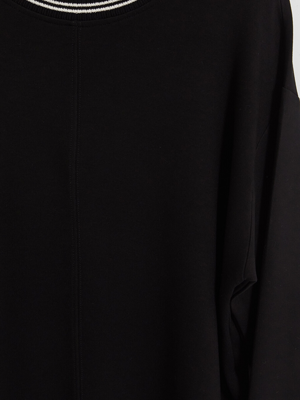 Siyah Soft Touch Çizgili Kadın Sweatshirt-2