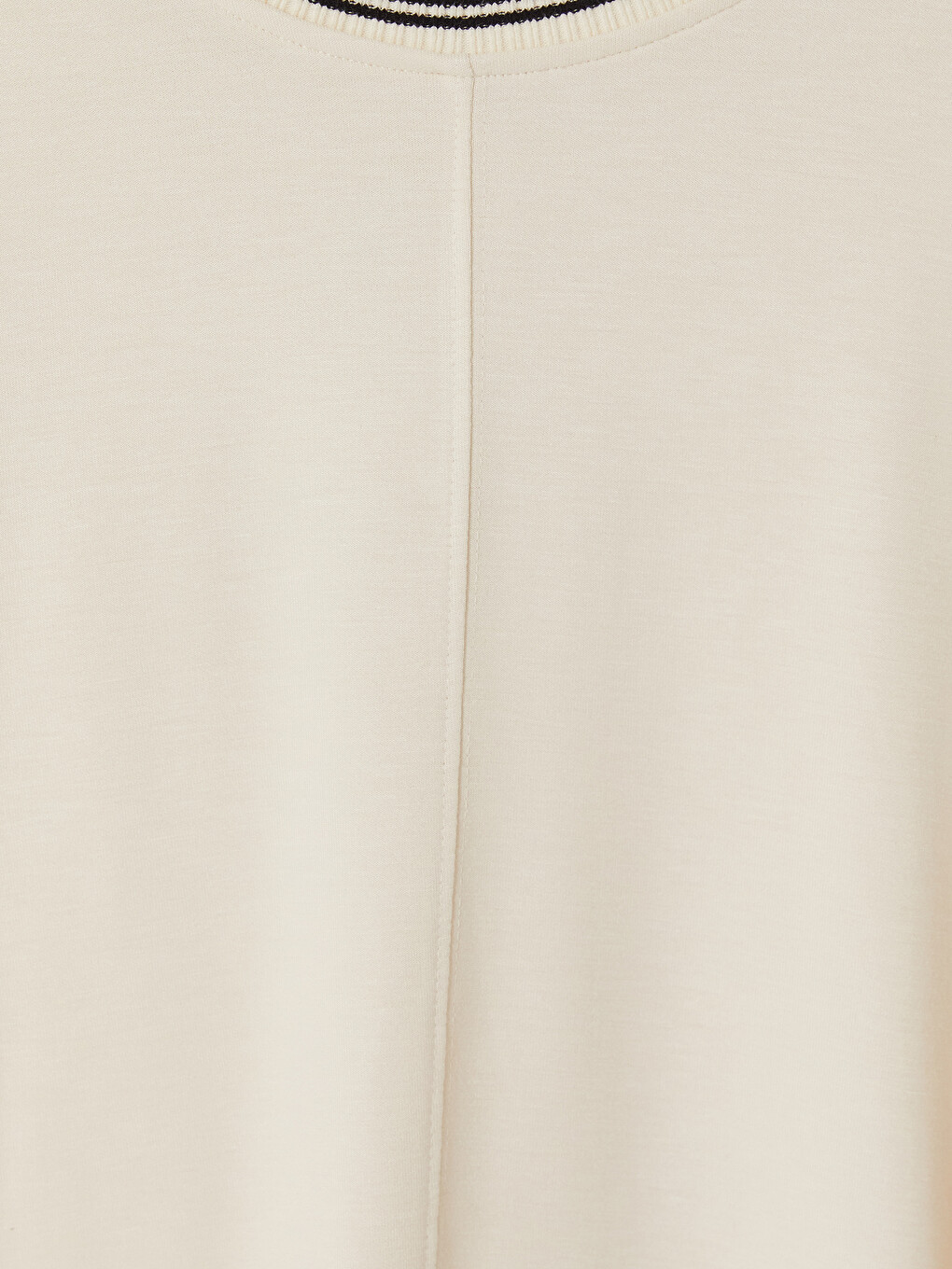 Ekru Soft Touch Çizgili Kadın Sweatshirt-1