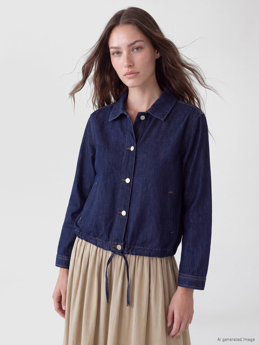  Tie-up Women's Jean Jacket