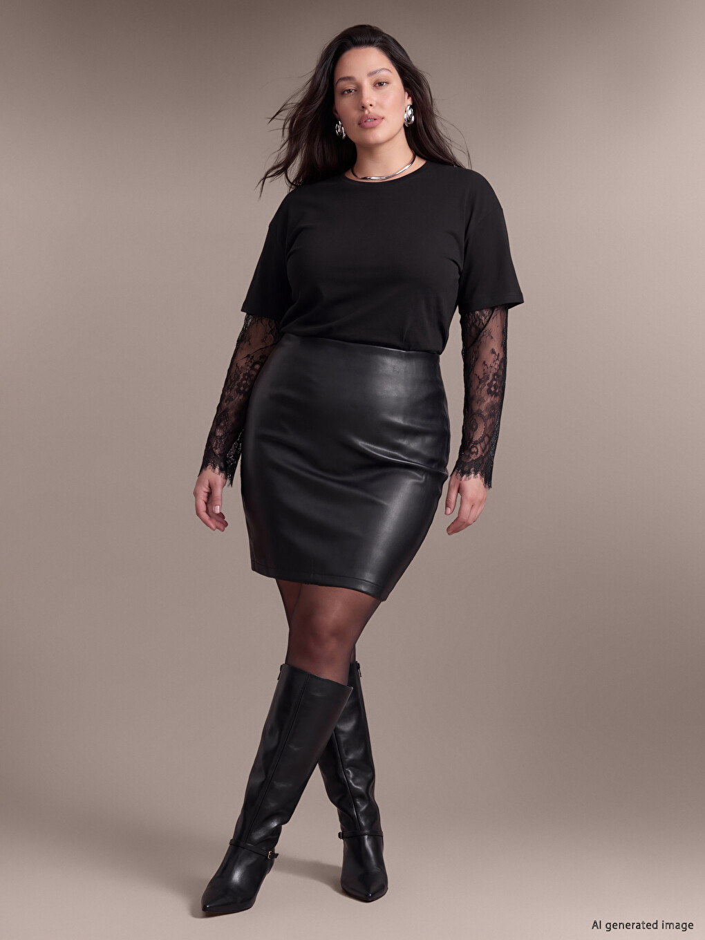 Plus Size Faux Leather Mini Skirt