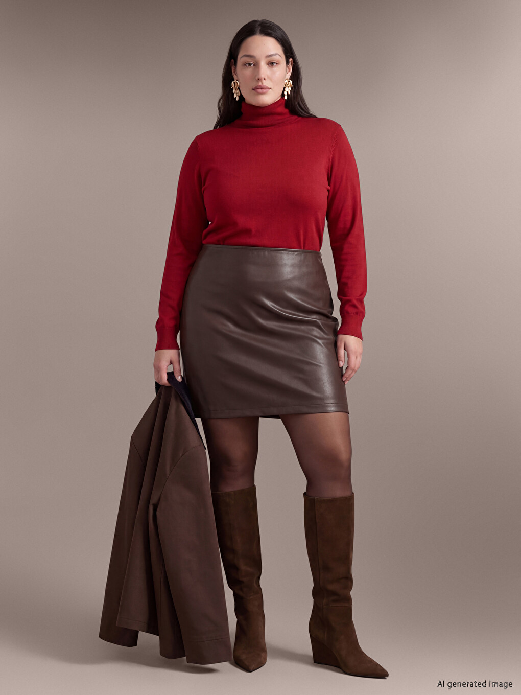 Plus Size Faux Leather Mini Skirt