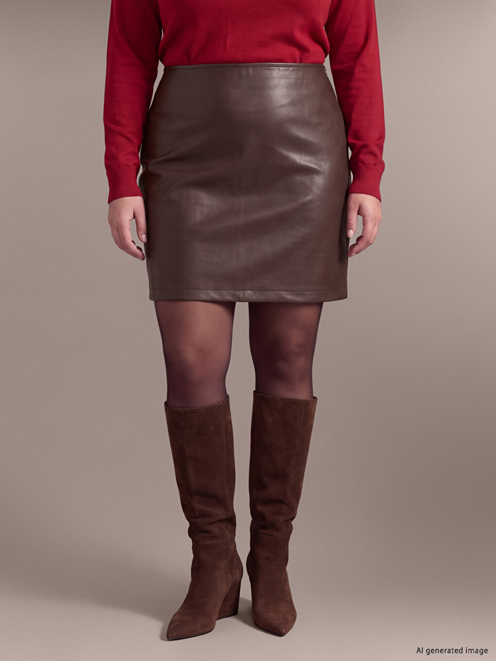 Plus Size Faux Leather Mini Skirt-1