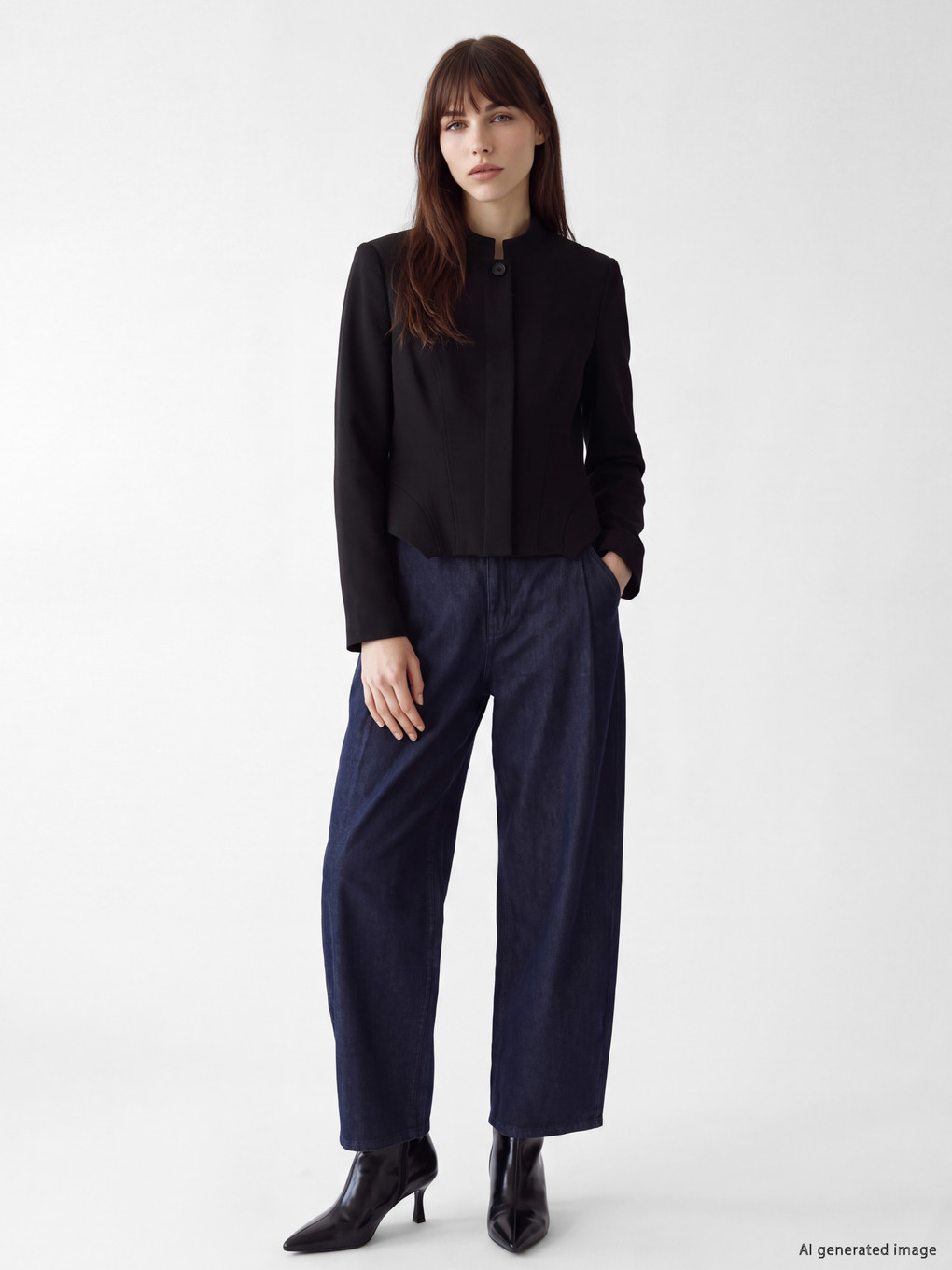 Sacou Blazer Femeie Cu Guler Bandă-1
