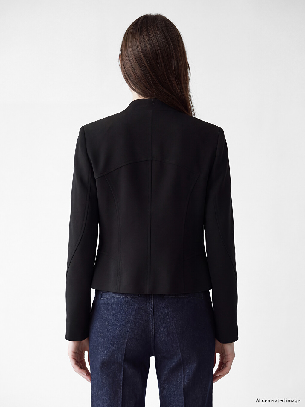Sacou Blazer Femeie Cu Guler Bandă-3
