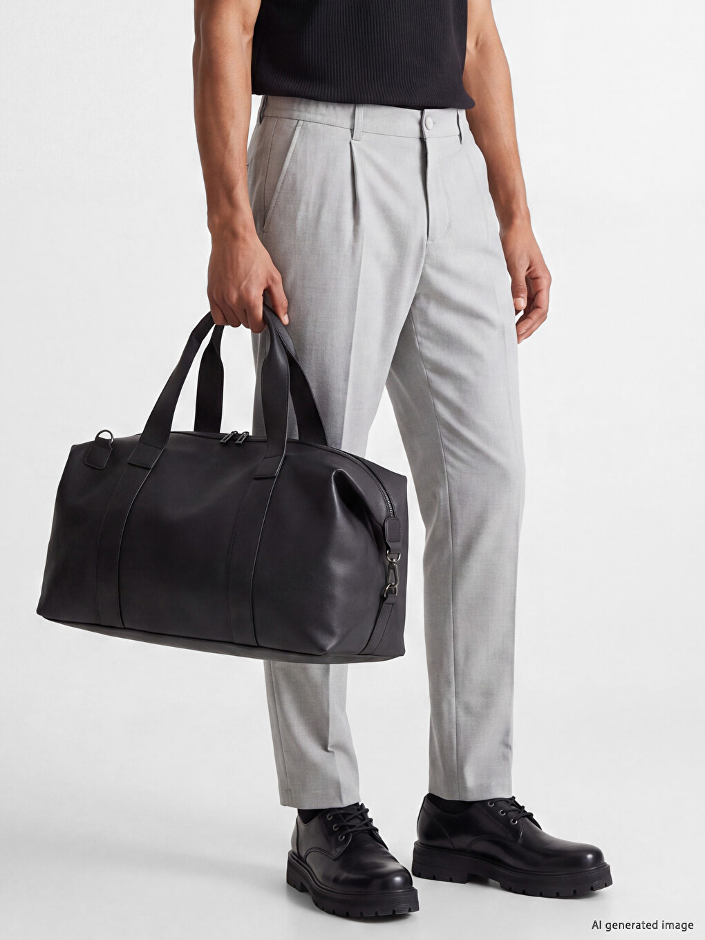 Gri Regular Fit Erkek Pileli Pantolon-1
