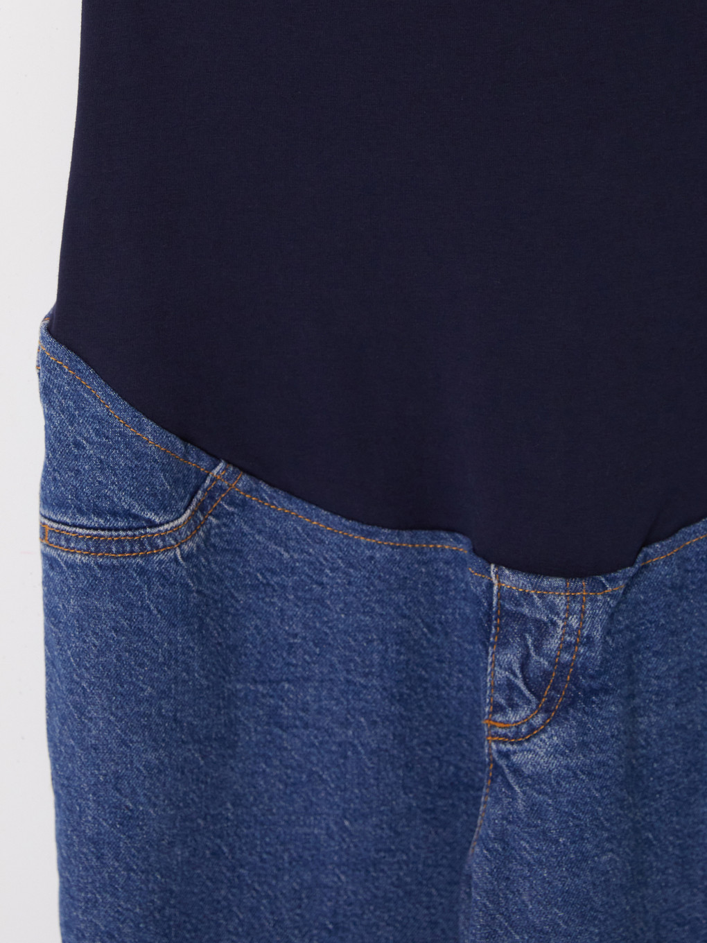 İndigo Karın Panelli Hamile Straight Jean-2