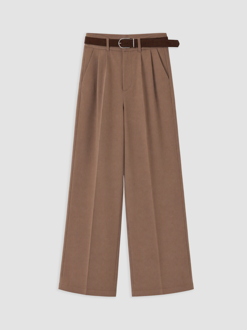 Belted Women's Pleated Fabric Trousers