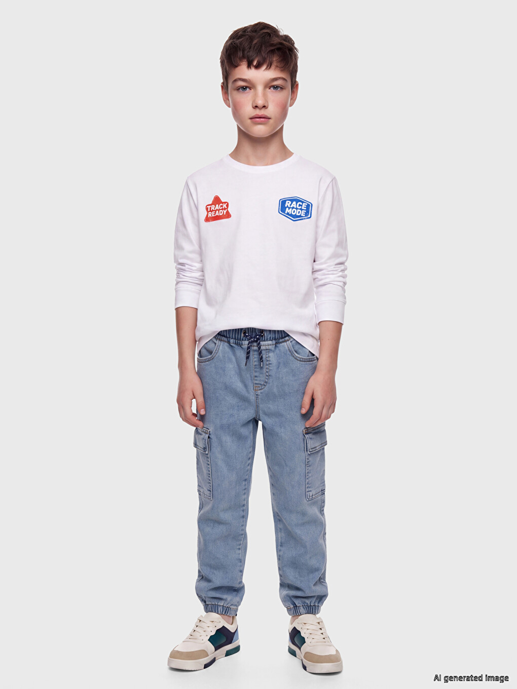 İndigo Jogger Fit Erkek Çocuk Kargo Jean Pantolon