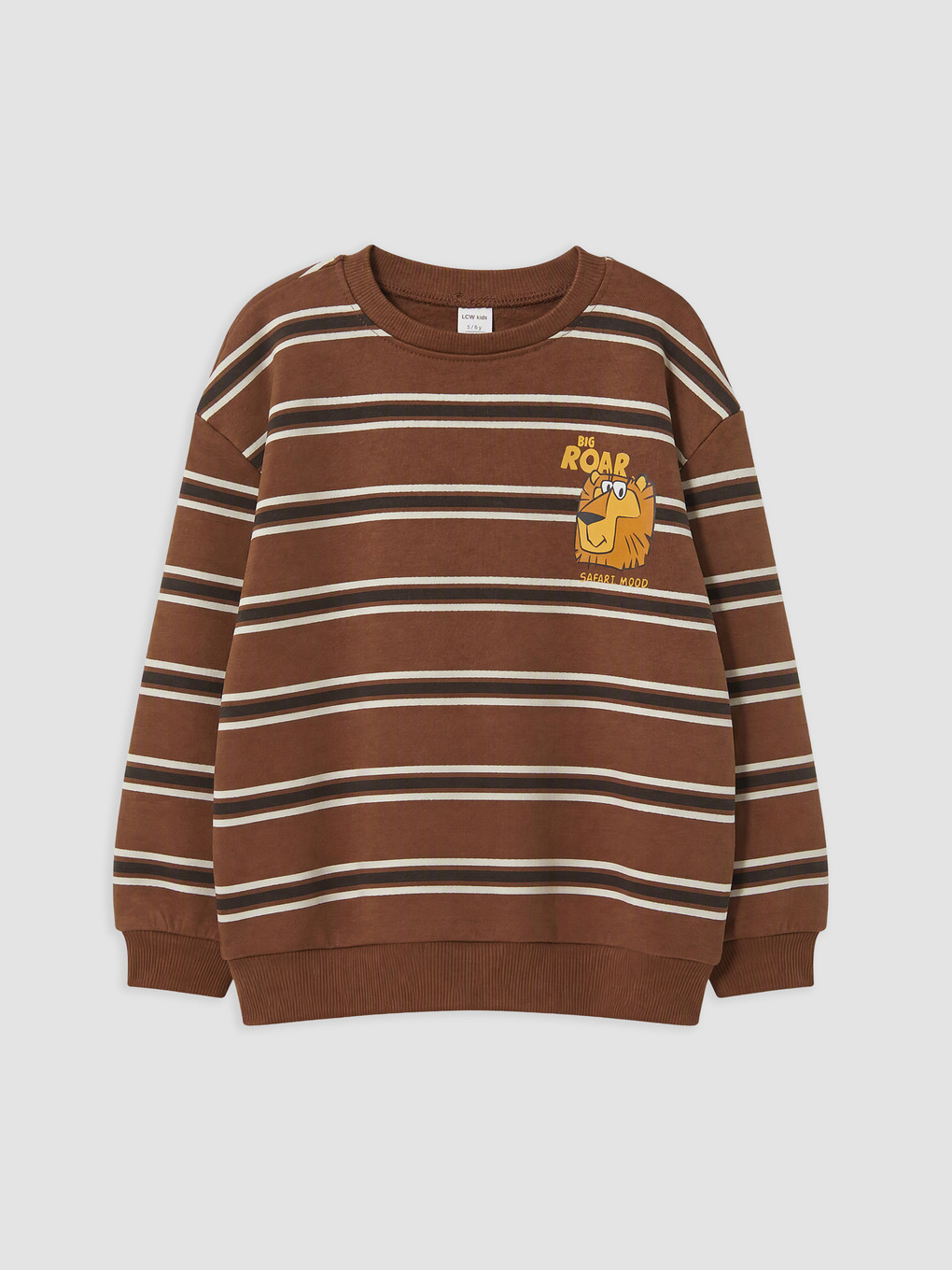 Kahverengi Çizgili Erkek Çocuk Kalın Sweatshirt