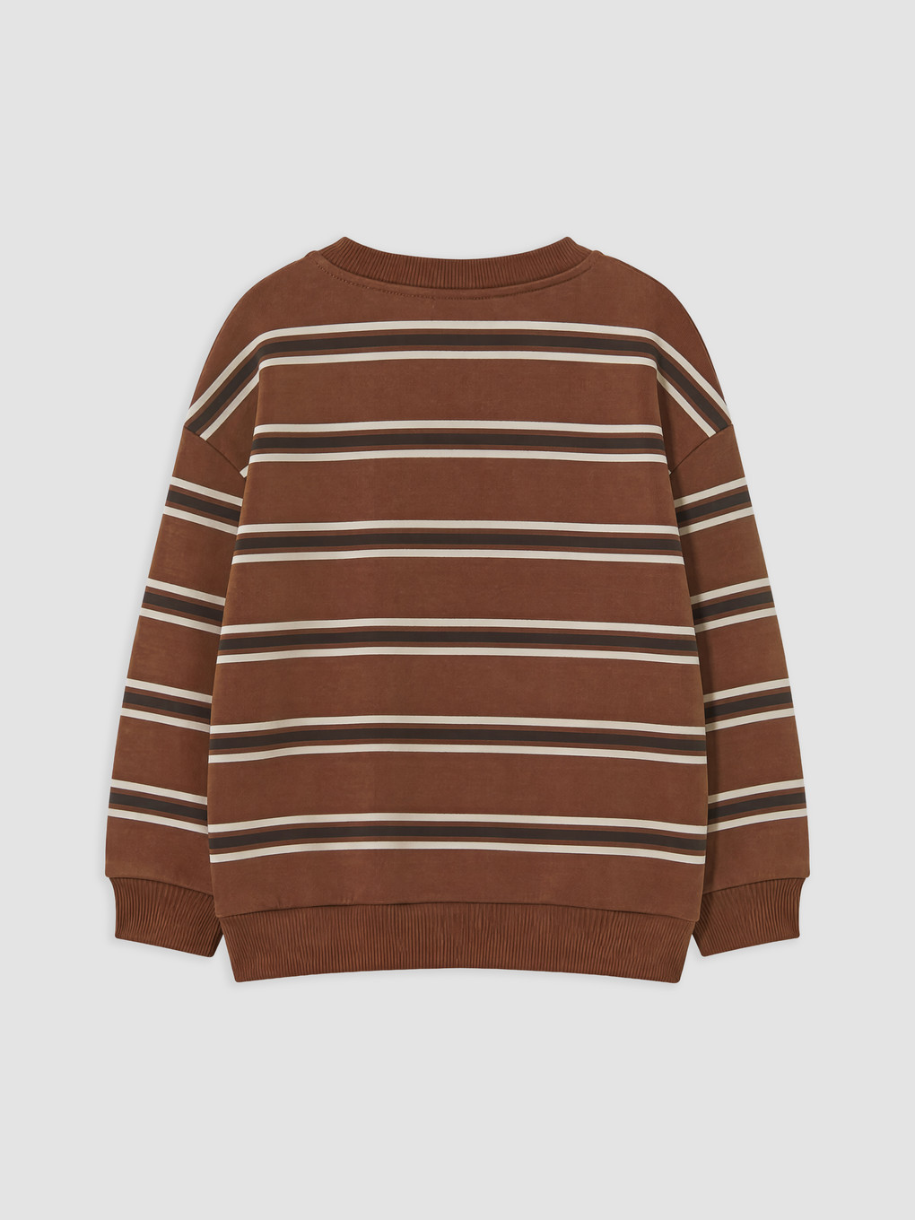 Kahverengi Çizgili Erkek Çocuk Kalın Sweatshirt-1
