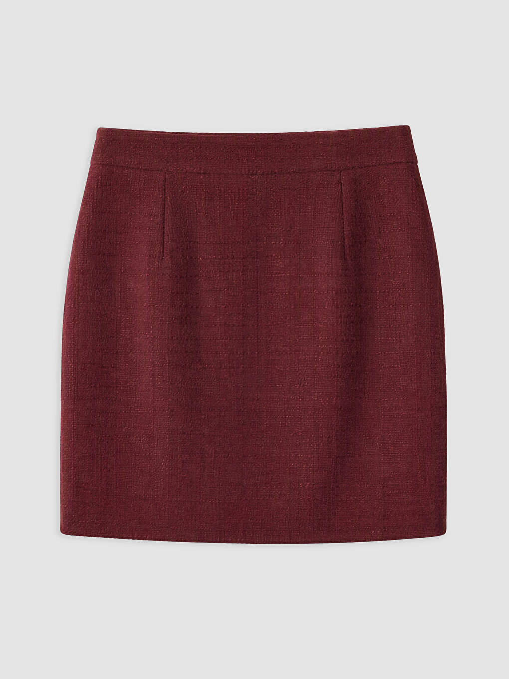 Bordo Büyük Beden Fermuarlı Mini Etek-2