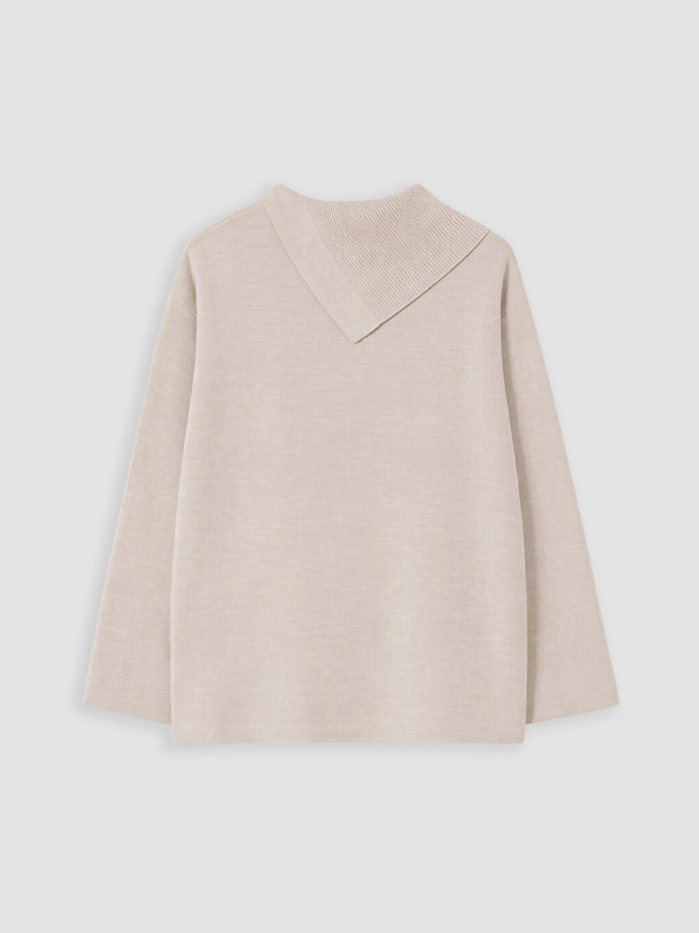 Bej Asimetrik Dik Yaka Kadın Sweatshirt-2