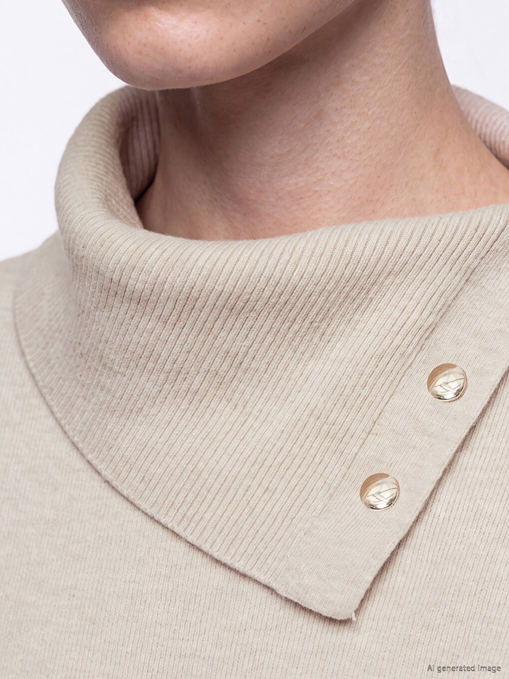 Asymmetric Mock Neck Women's Sweatshirt-2