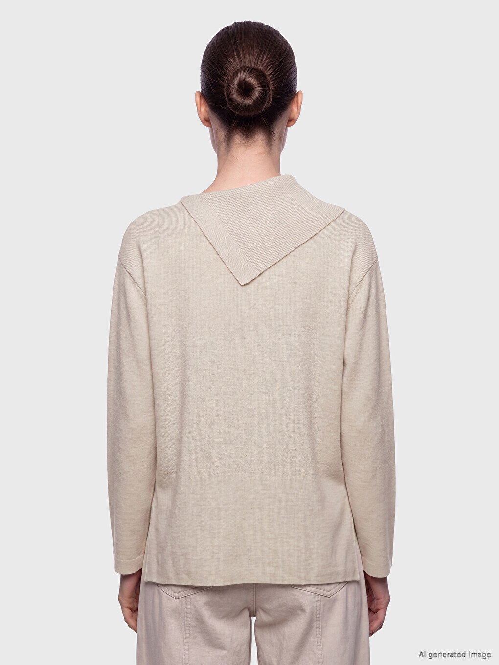 Asymmetric Mock Neck Women's Sweatshirt-3