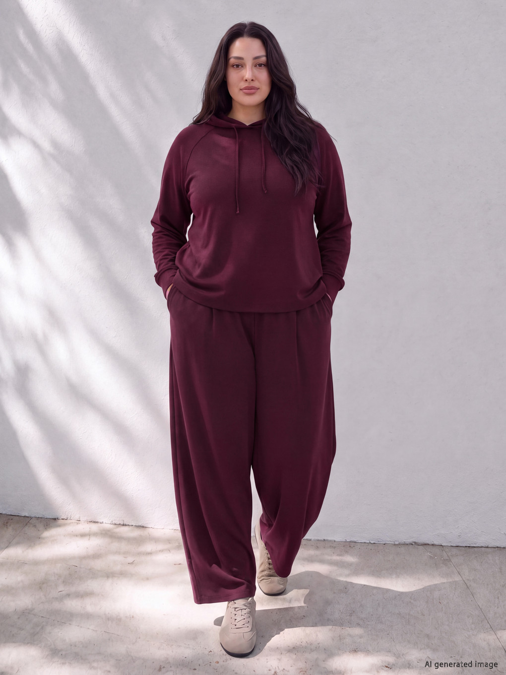 Bordo Büyük Beden Kadın Eşofman Altı