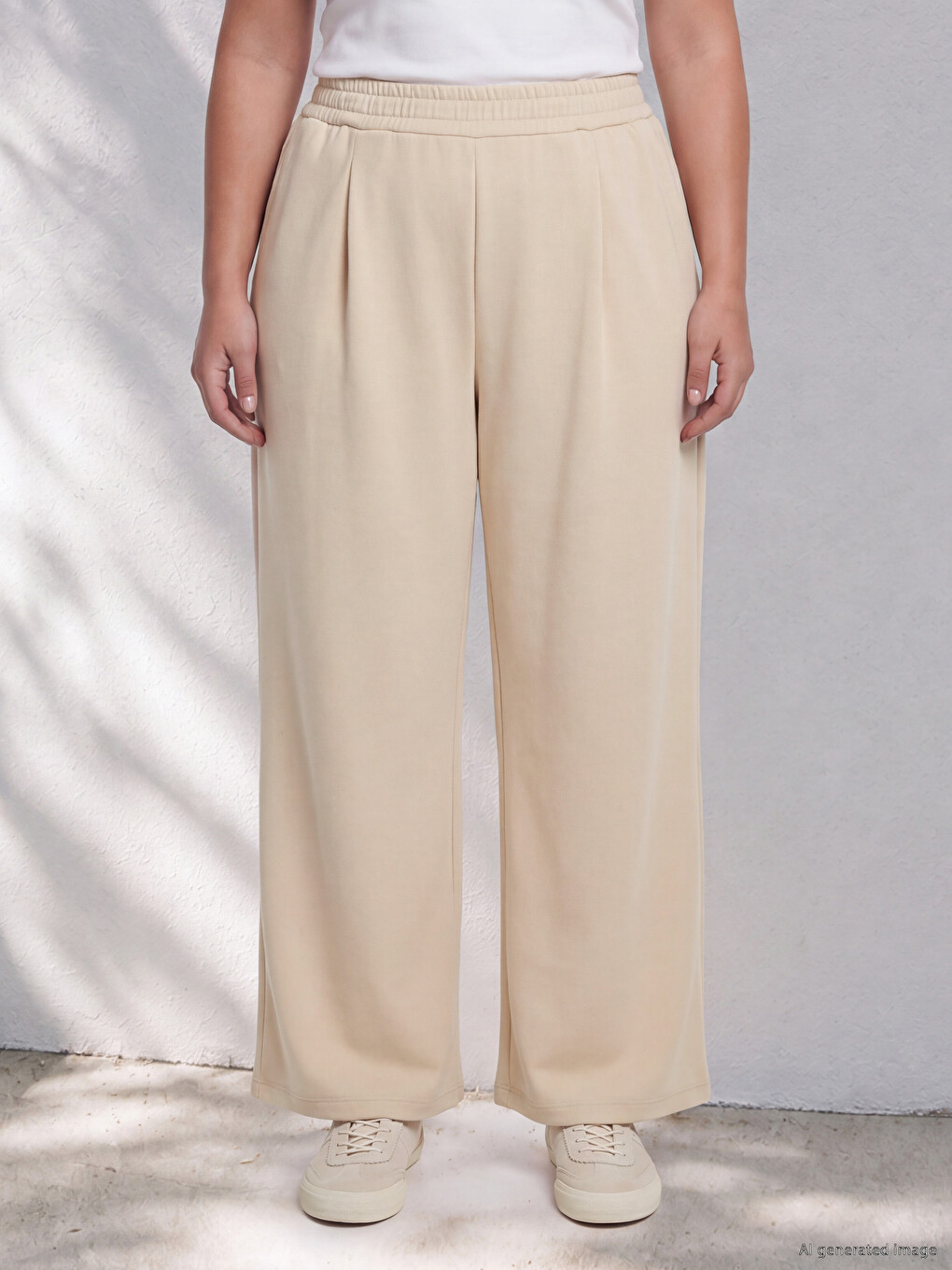 Woman Beige Sweatpants-1