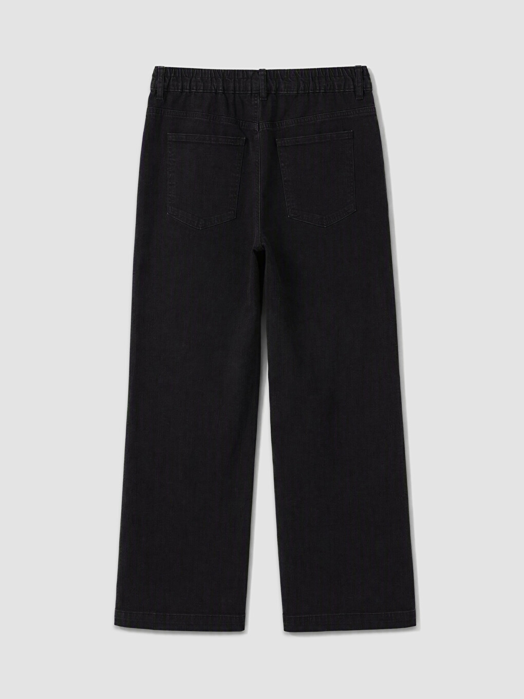 Siyah Beli Lastikli Wideleg Jean-5