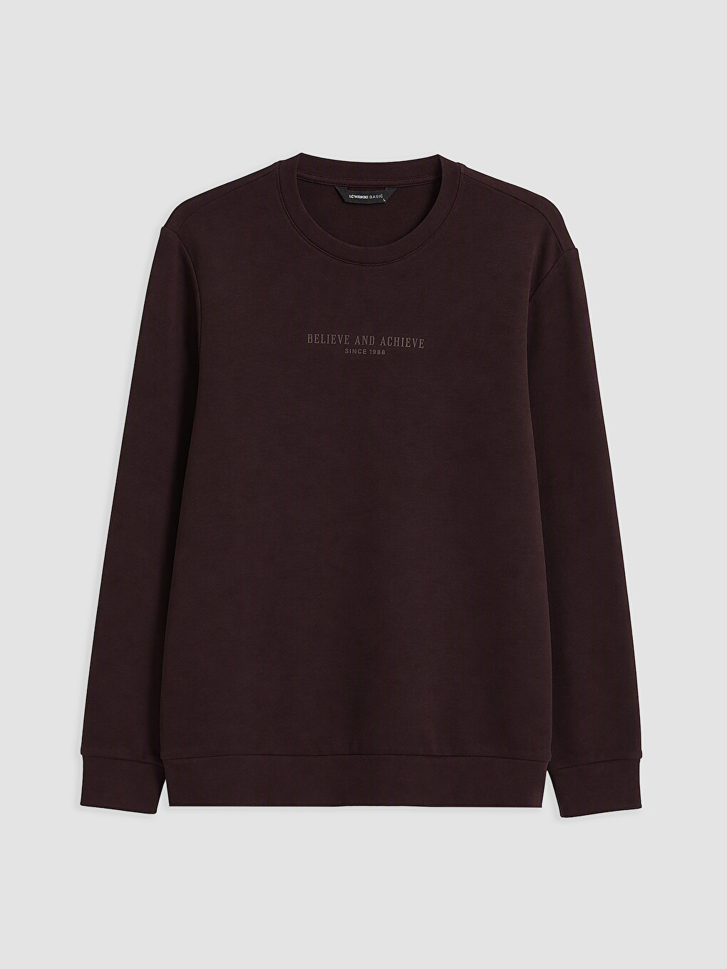 Mürdüm Bisiklet Yaka Baskılı Erkek Sweatshirt