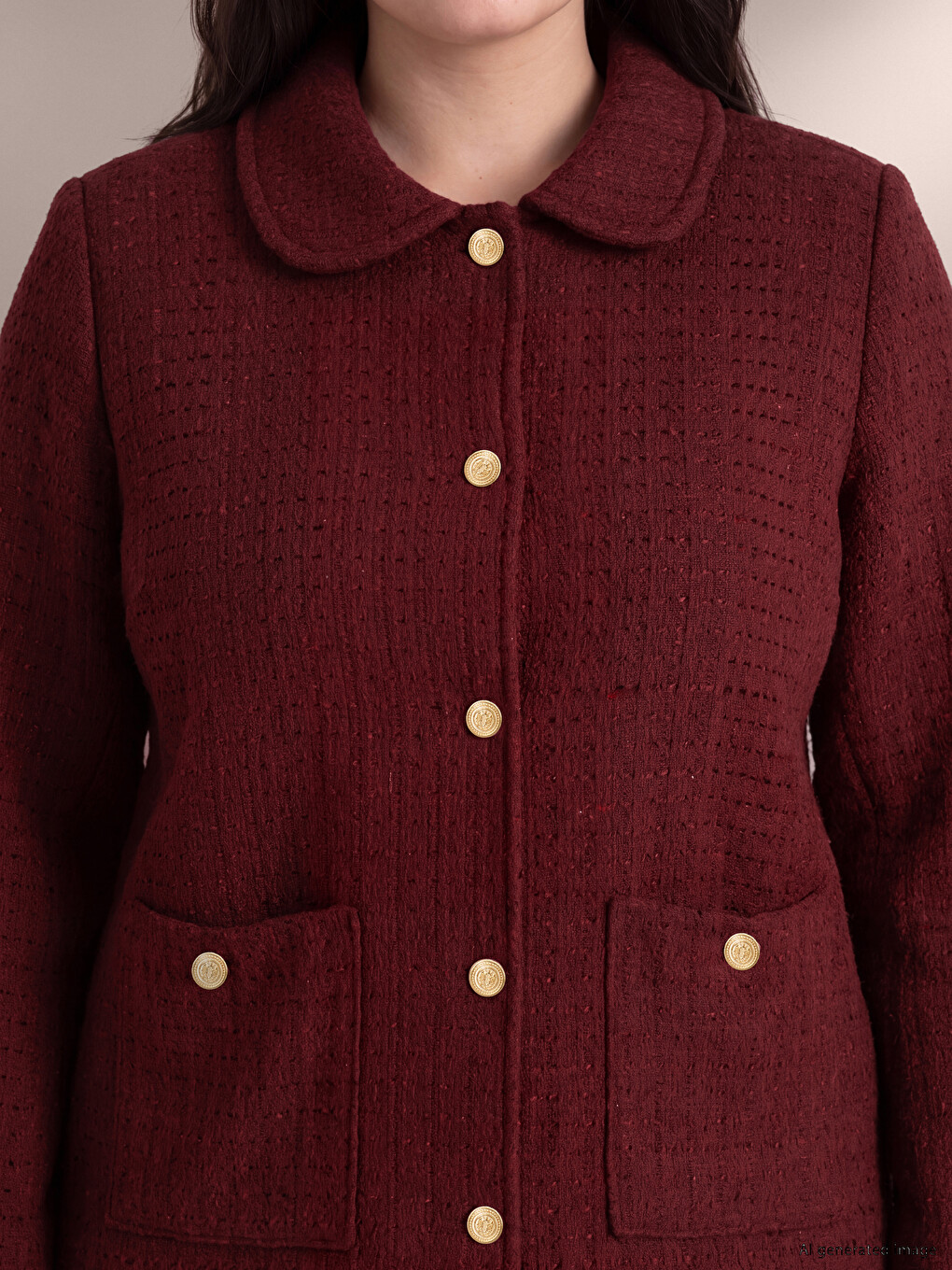 Plus Size Embellished Buttoned Women's Jacket-1