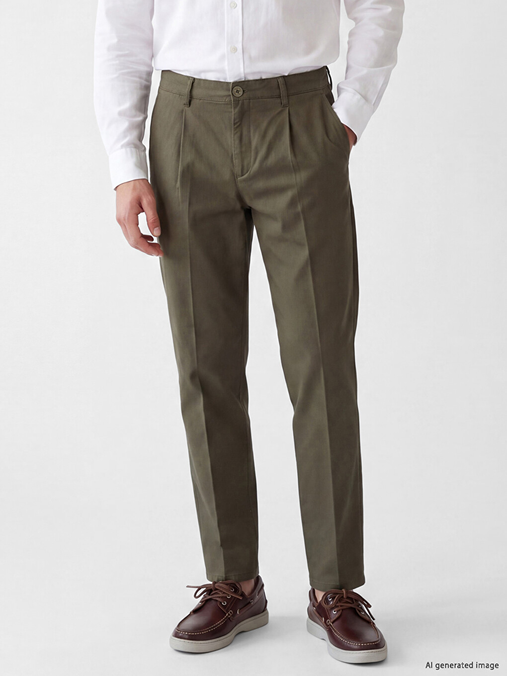 Haki Regular Fit Erkek Chino Pantolon-1