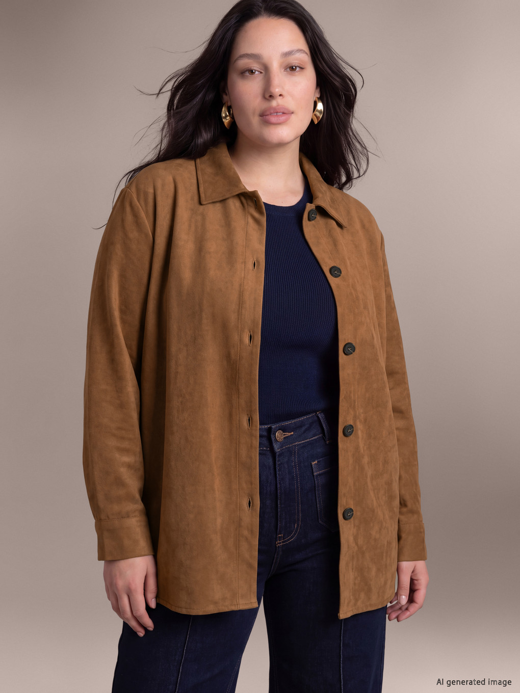 Plus Size Women's Shirt Jacket