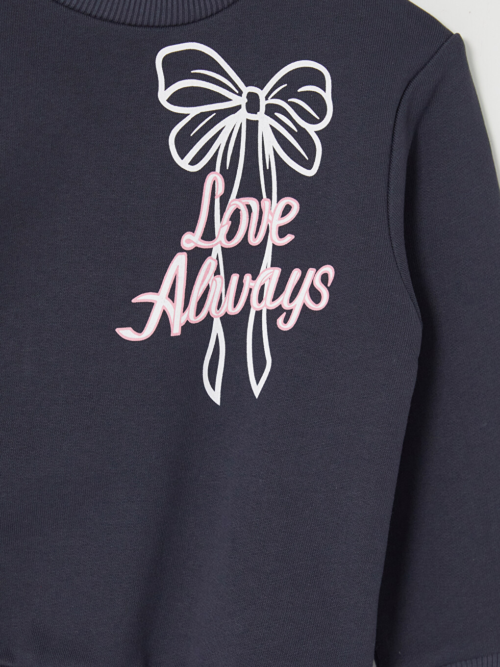 Lacivert Fiyonk Baskılı Kız Çocuk Sweatshirt-2