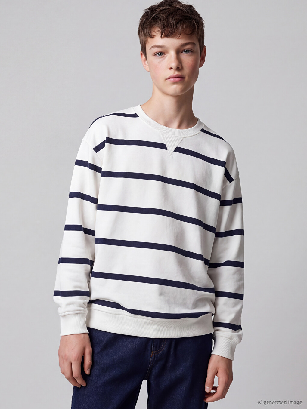  Çizgili Erkek Çocuk Sweatshirt