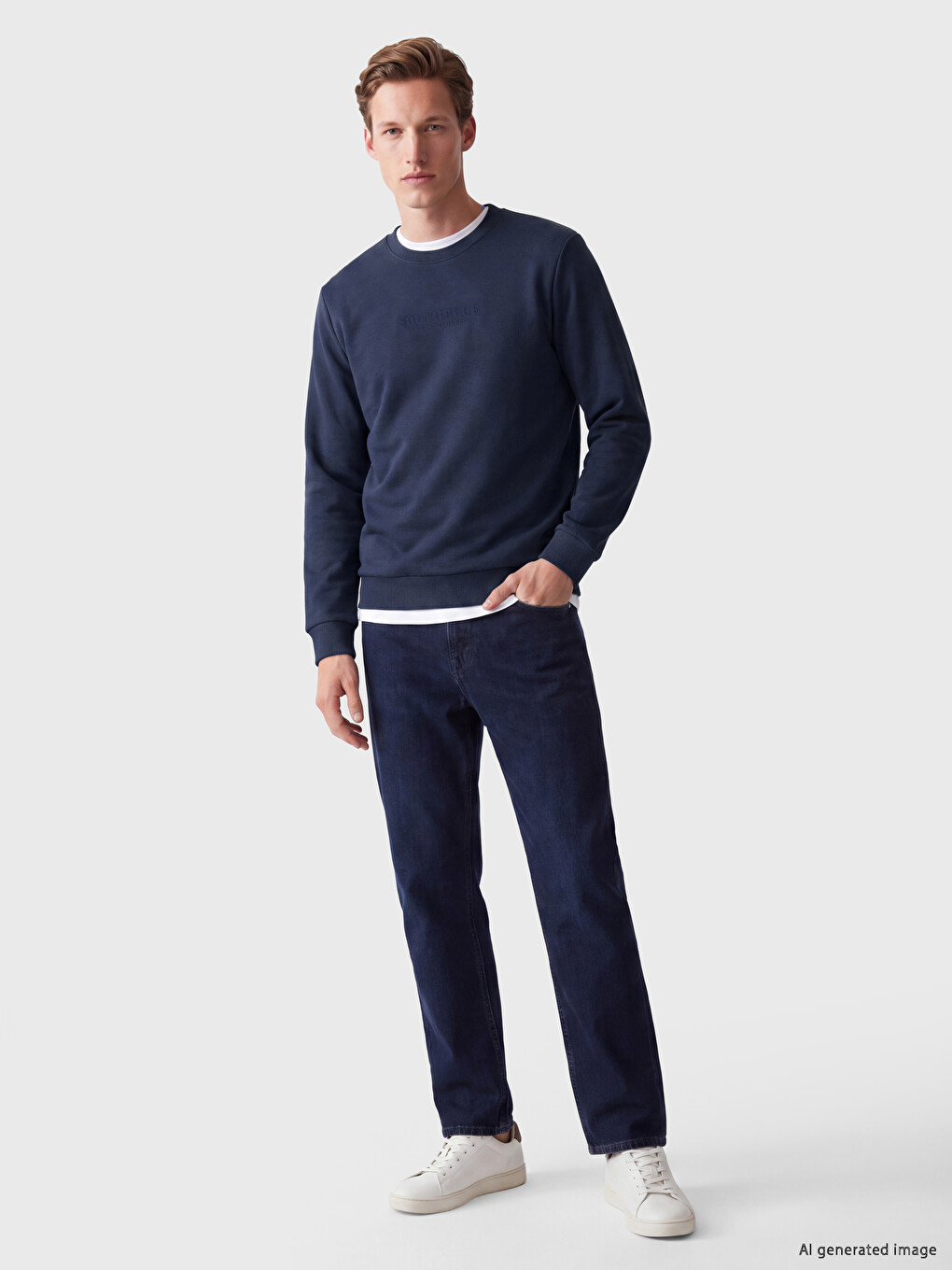 Crew Neck Men's Thick Sweatshirt-1