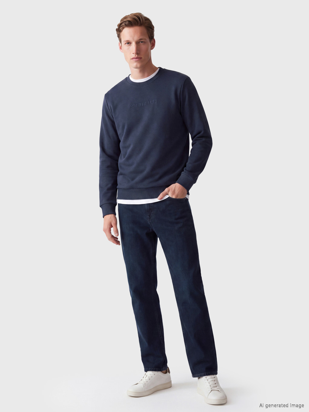 Crew Neck Men's Thick Sweatshirt-1