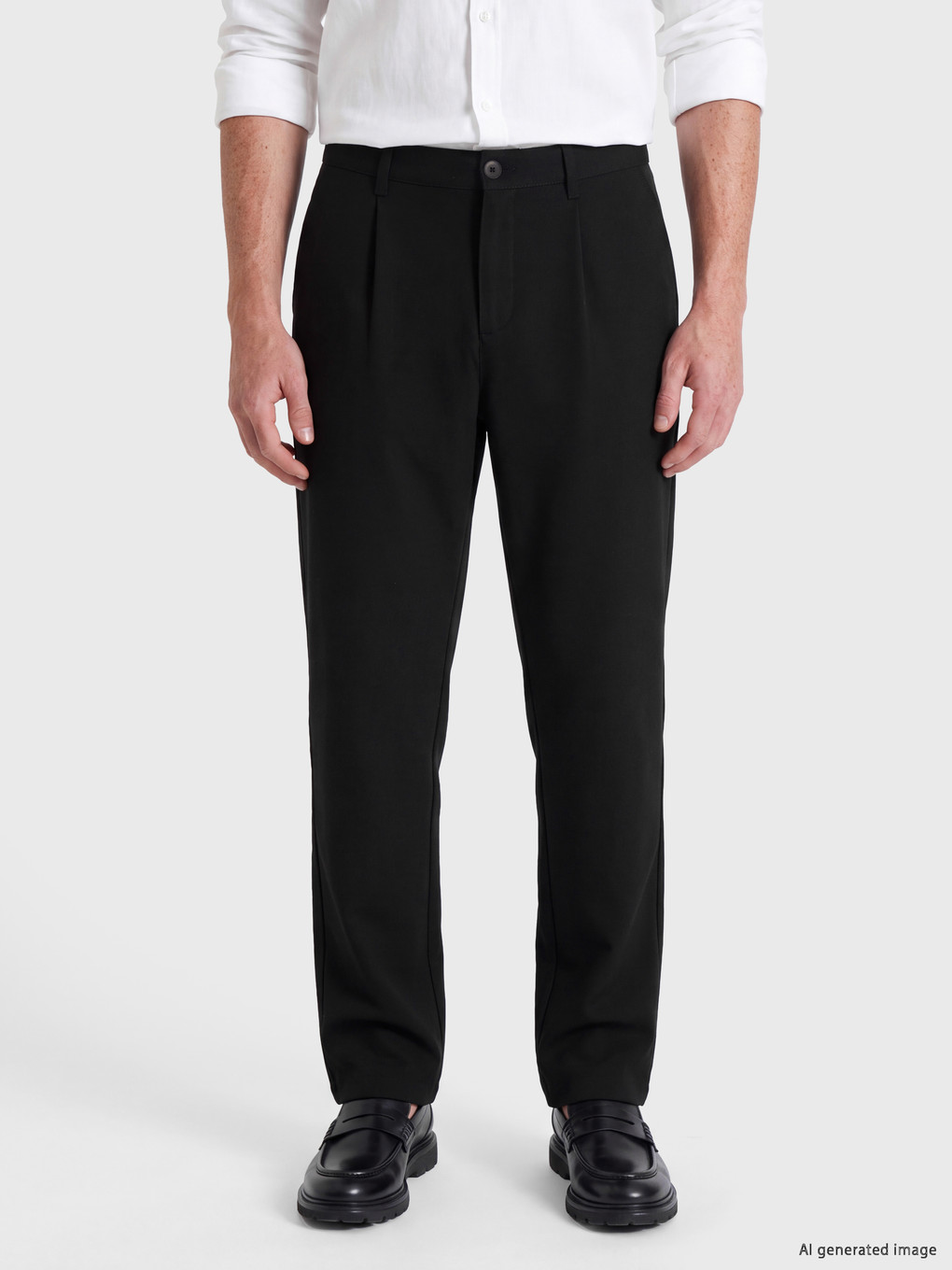 Siyah Relax Fit Erkek Pileli Pantolon-1