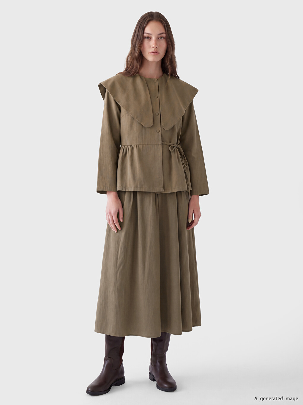 Elastic Waist Pleated Skirt