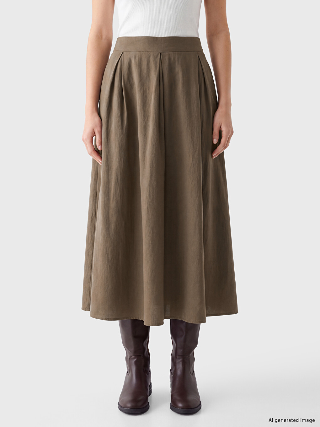 Elastic Waist Pleated Skirt-1