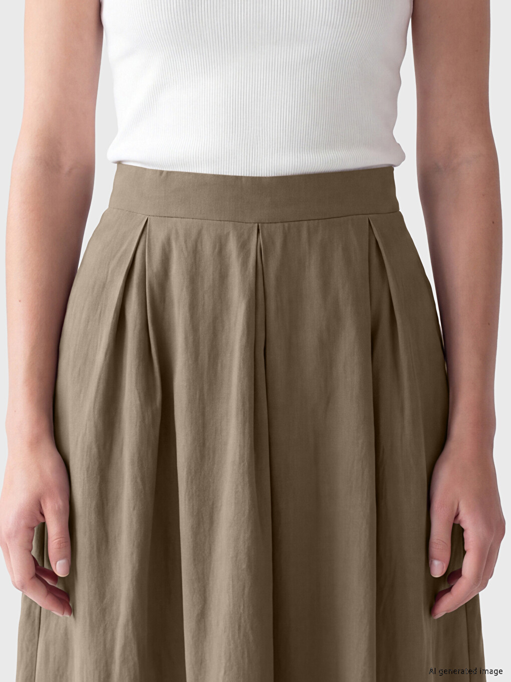 Elastic Waist Pleated Skirt-2