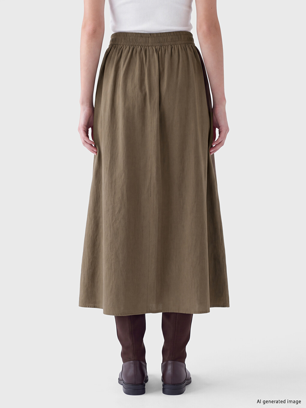 Elastic Waist Pleated Skirt-3
