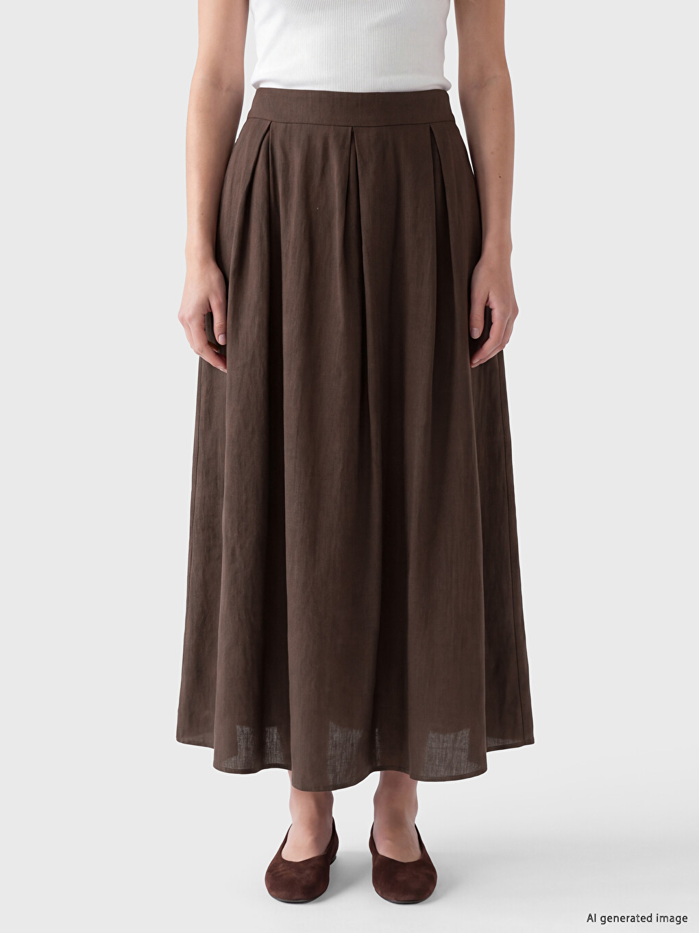 Elastic Waist Pleated Skirt-1