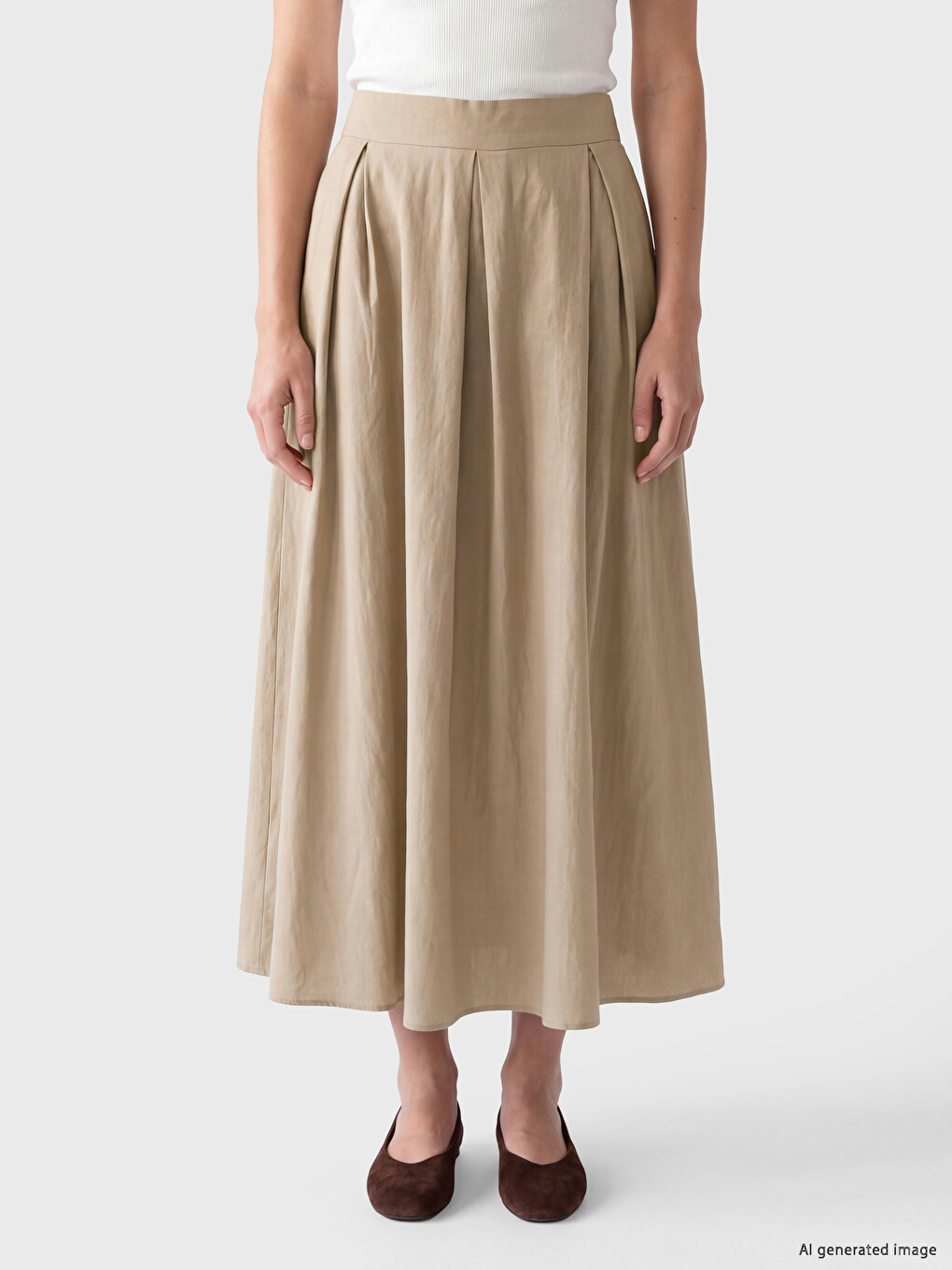 Elastic Waist Pleated Skirt-1