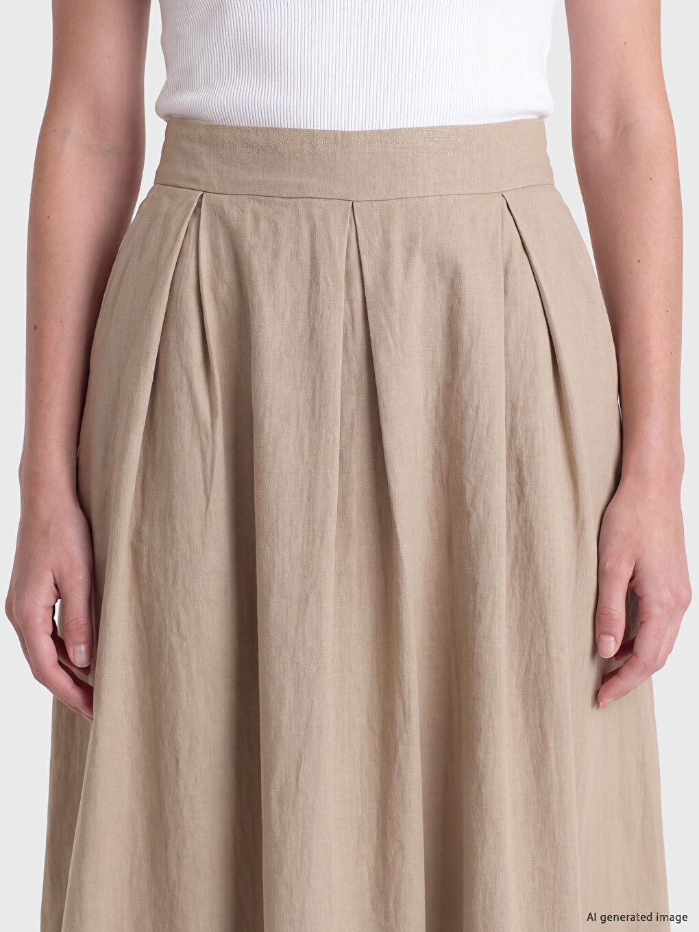 Elastic Waist Pleated Skirt-2