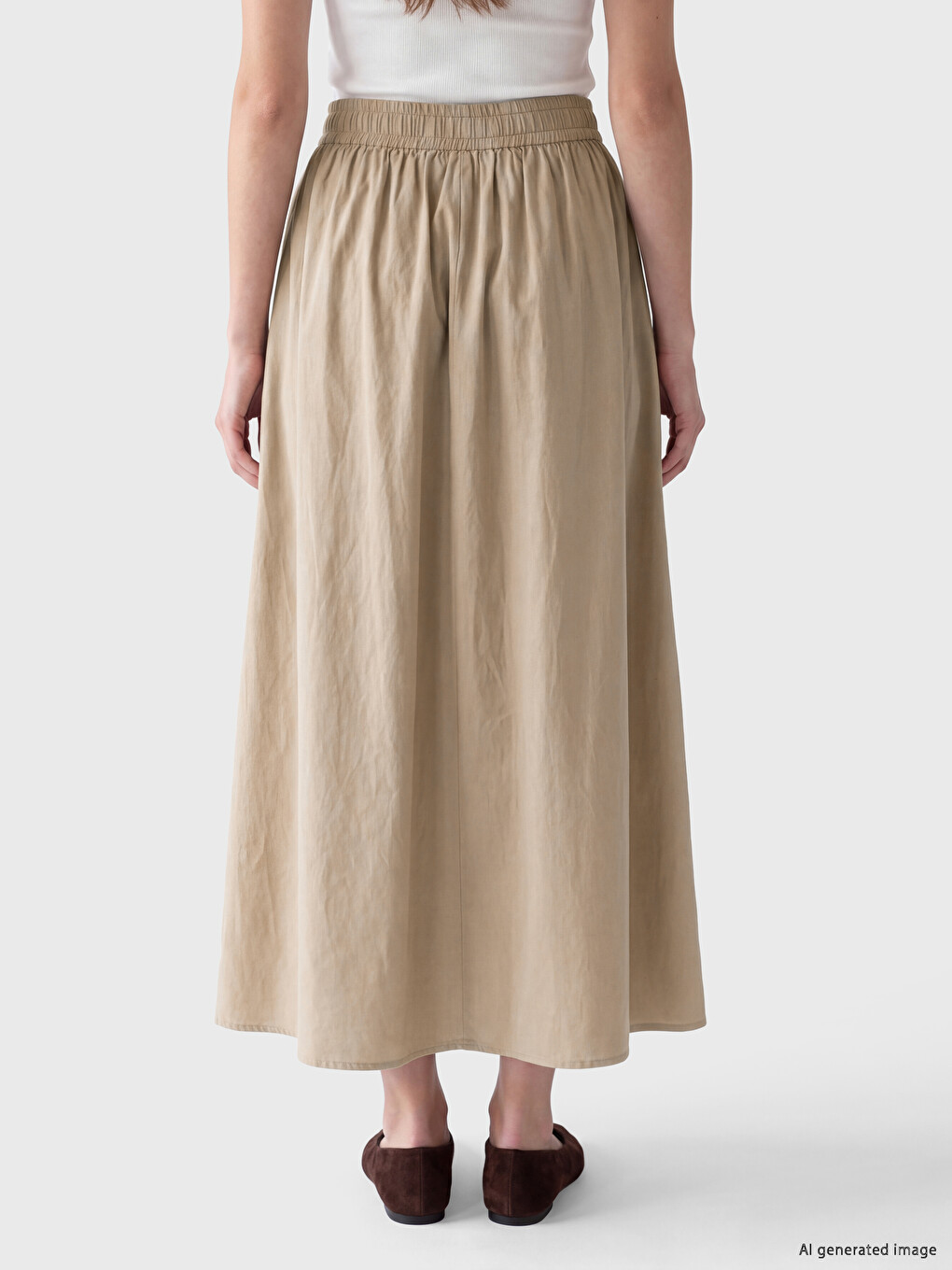 Elastic Waist Pleated Skirt-3
