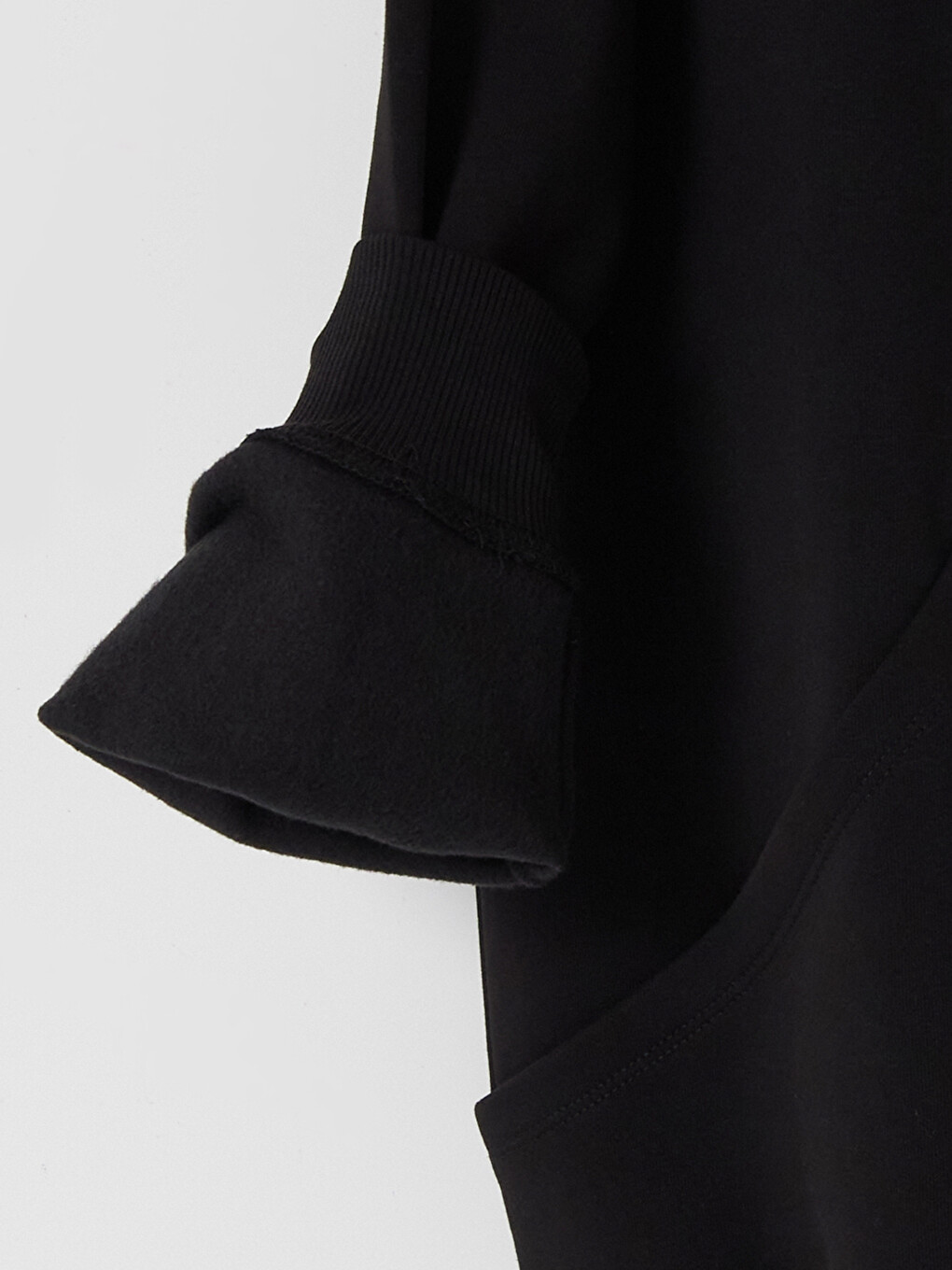 Siyah Oversize Kadın Kalın Hoodie-4