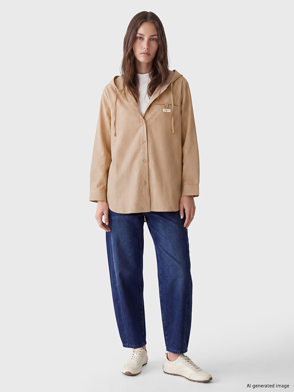 Hooded Striped Women's Shirt Tunic-1