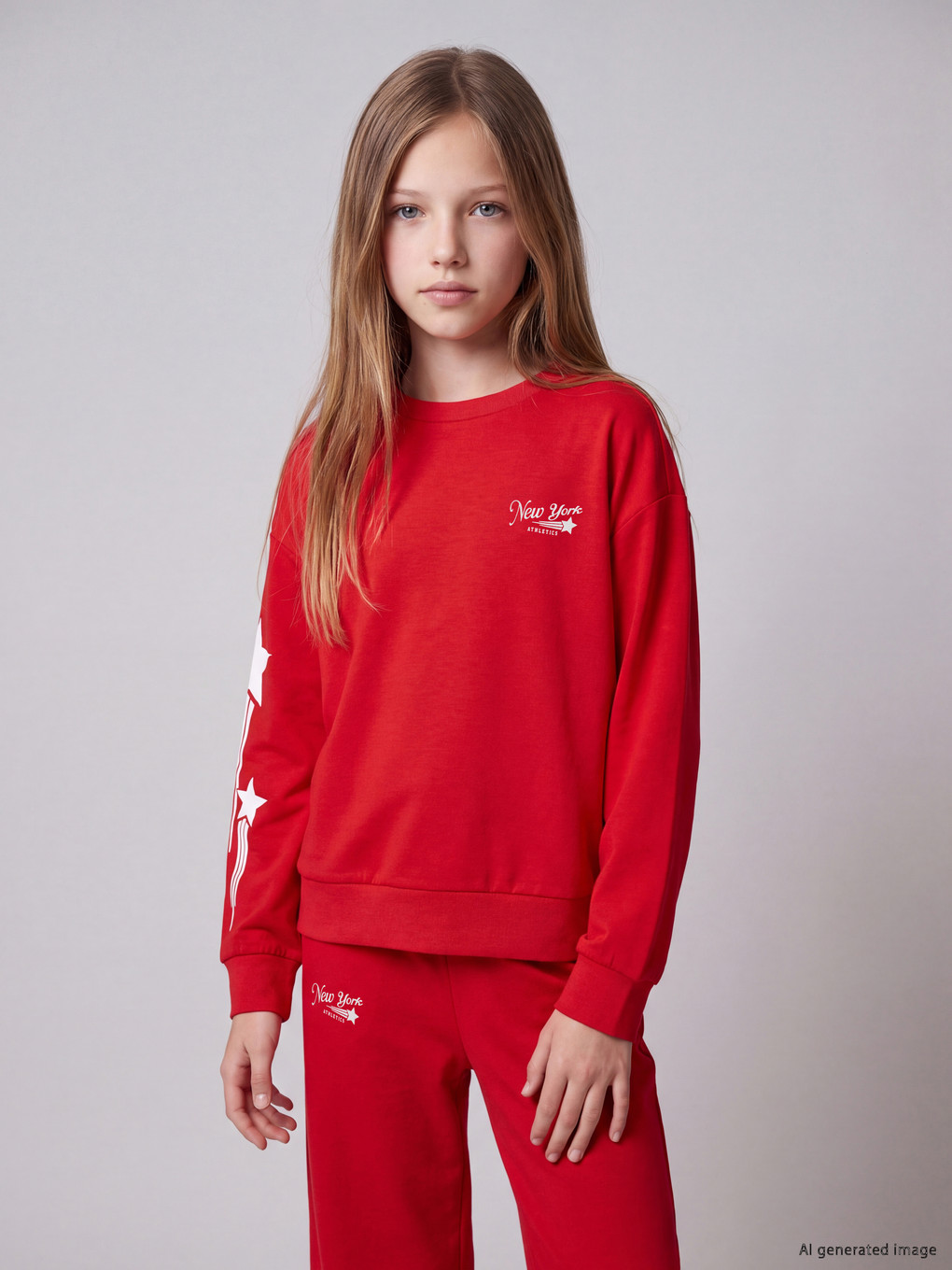 Printed Girls' Soft Touch Tracksuit Set-1