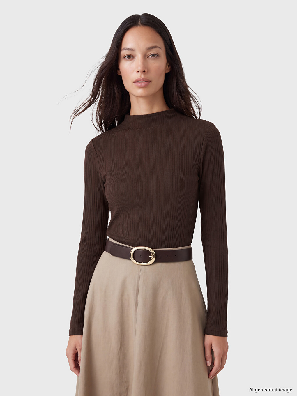  Mock Neck Women's Ribbed Body